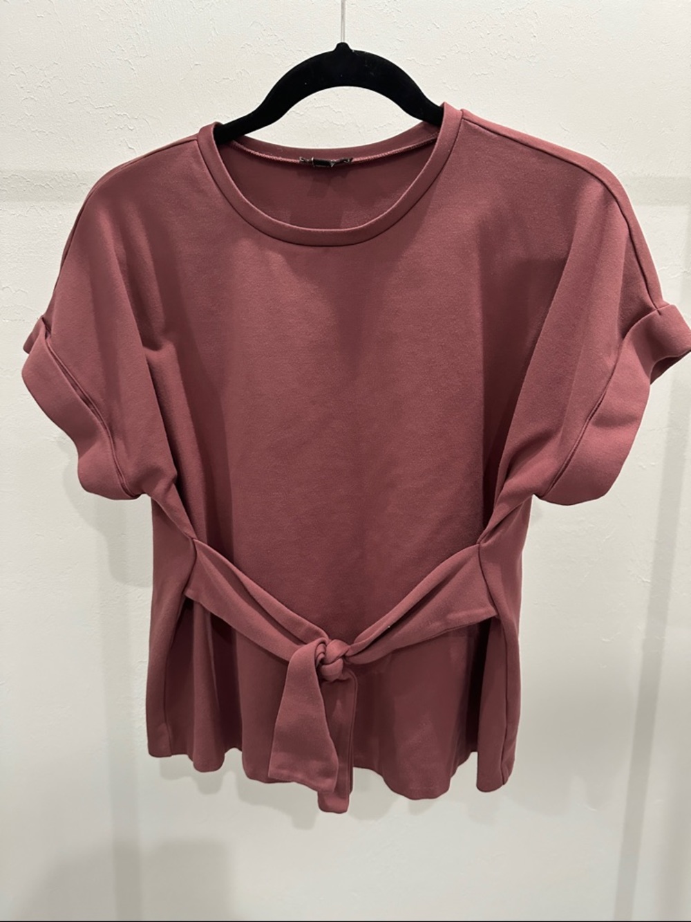 Express Dusty Rose Tie-Front Short Sleeve Tee